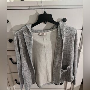 LOFT Black and White Striped Women's Hooded Cardigan